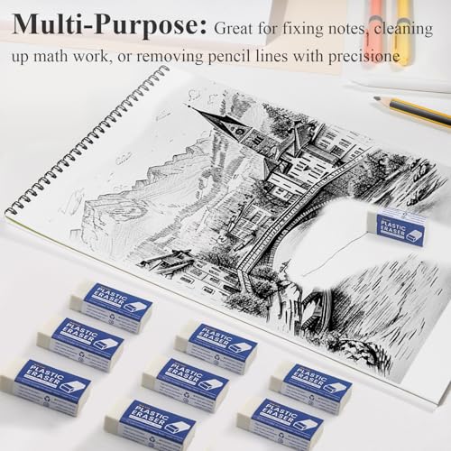 Realzeva White Eraser, 8-Pack Bulk Erasers for Classroom,White Erasers for School, Classroom Must Haves & Back to School Supplies Eraser, Latex-Free & No Crumbling, Gomas De Borrar Escolares. - Image 7