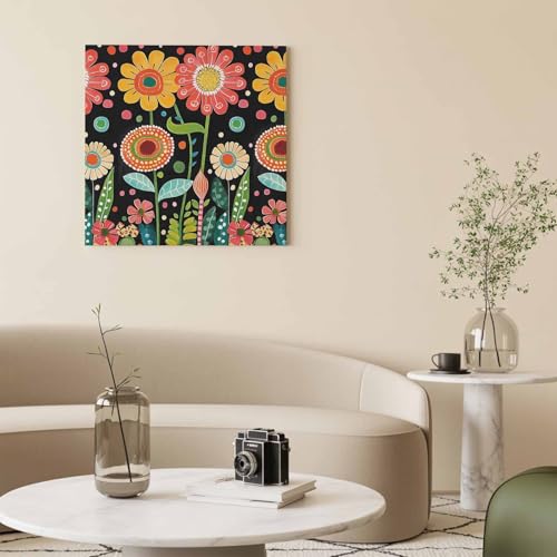 VamJump アートパネル 絵画 黒色 ひまわり こどもの日 花 春 抽象 水彩画 インテリア 壁掛け 北欧風 子供部屋 かわいい キャンバスプリント 1:1 リビング 保育園 プレゼント ギフトトイレ 部屋に飾る絵 アート 絵 置物 雑貨 癒しグッズ