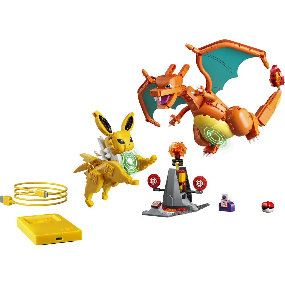 LEGO Pokémon SMART Play: Charizard kontra Jolteon — ostateczna bitwa 72167 | Interaktywna zabawka z Pokémonami, zestaw Wszystko w jednym, 2 SMART klocki, 4 Tagi i ładowarka, dla dzieci 8+, 751 elementów