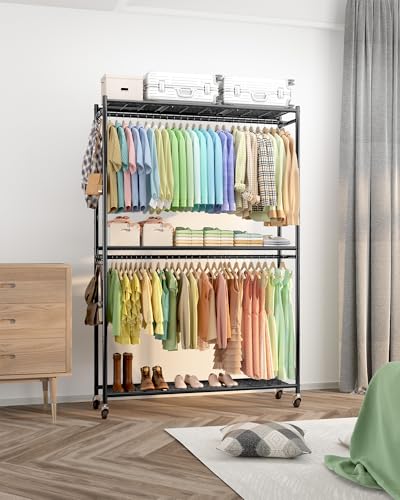 Sakugi Kleiderständer auf Rollen, 115 x 31 x 202 cm, Offener Kleiderschrank – Ansicht 2