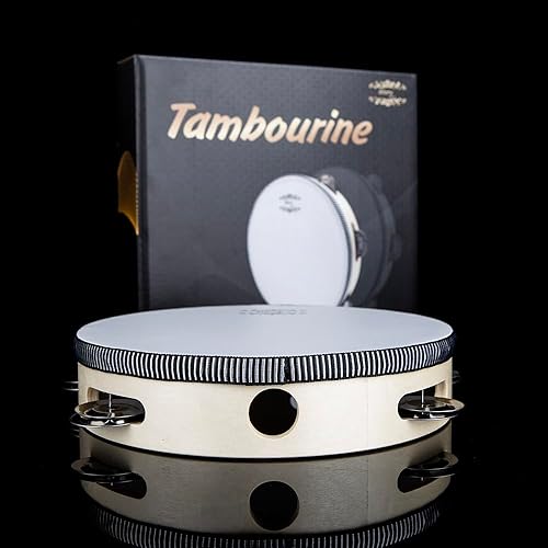 Miniatura 9 de Glory - Tambor de mano de 8 pulgadas, timbre de metal de abedul de percusión, instrumento educativo musical para juegos de fiesta de KTV (8 pulgadas)