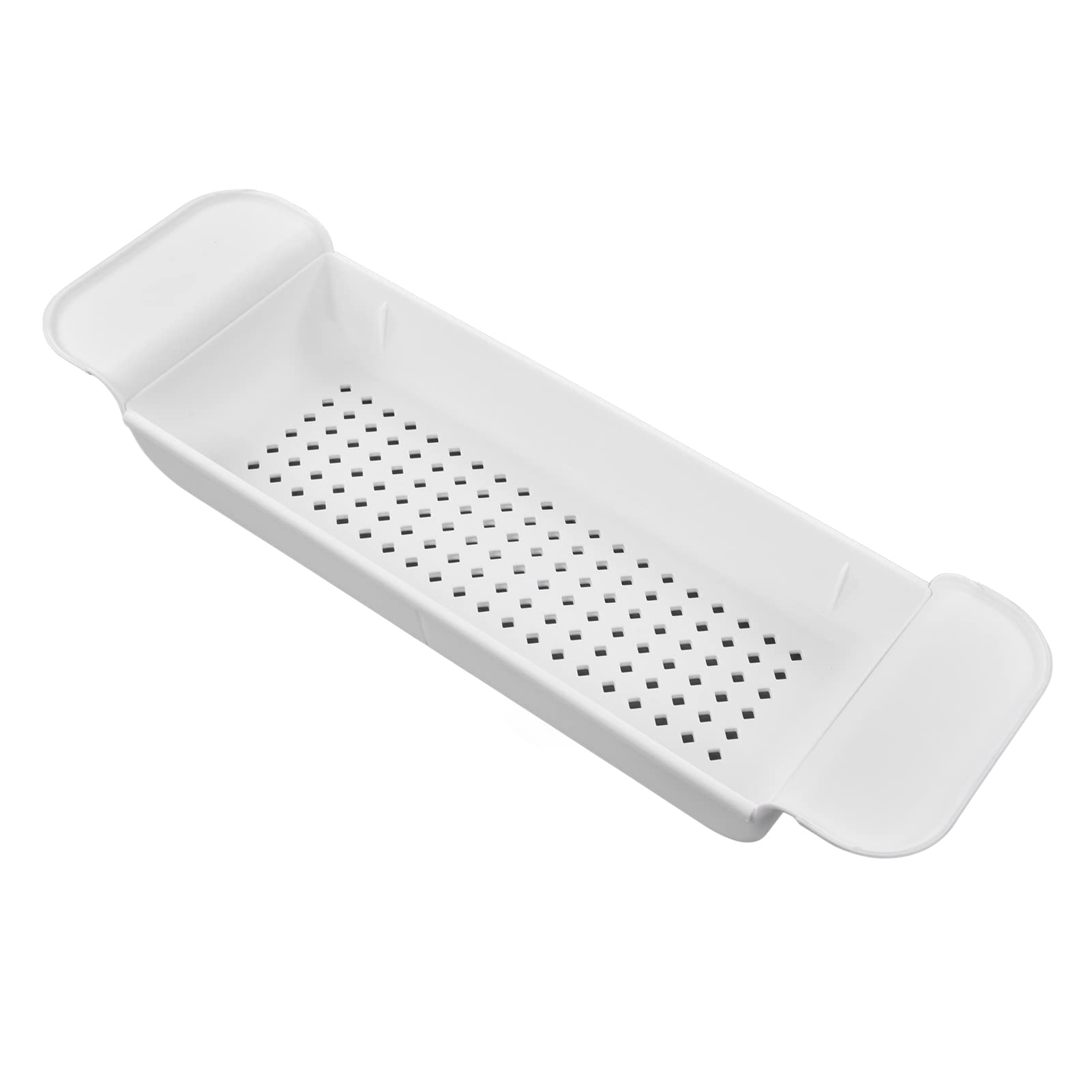 Vassoio Organizer per Vasca da Bagno Espandibile in PP, Portaoggetti Multifunzione con Mensola (Bianco)