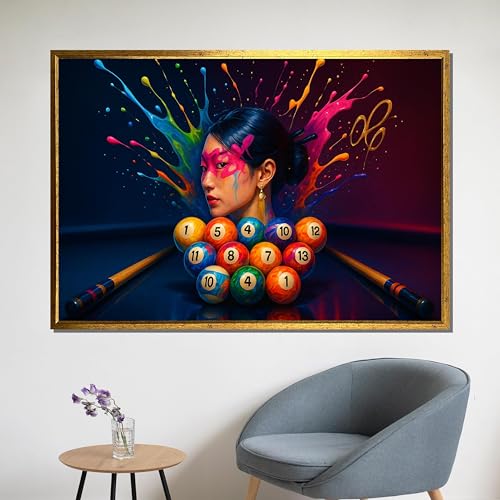 Tableaux muraux colorés billard et piscine surréaliste pour décorer un bureau créatif