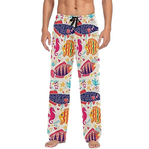 Men's Pajama Pants Straight Trouser Sleep Lounge Pants Sleepwear with Pockets3