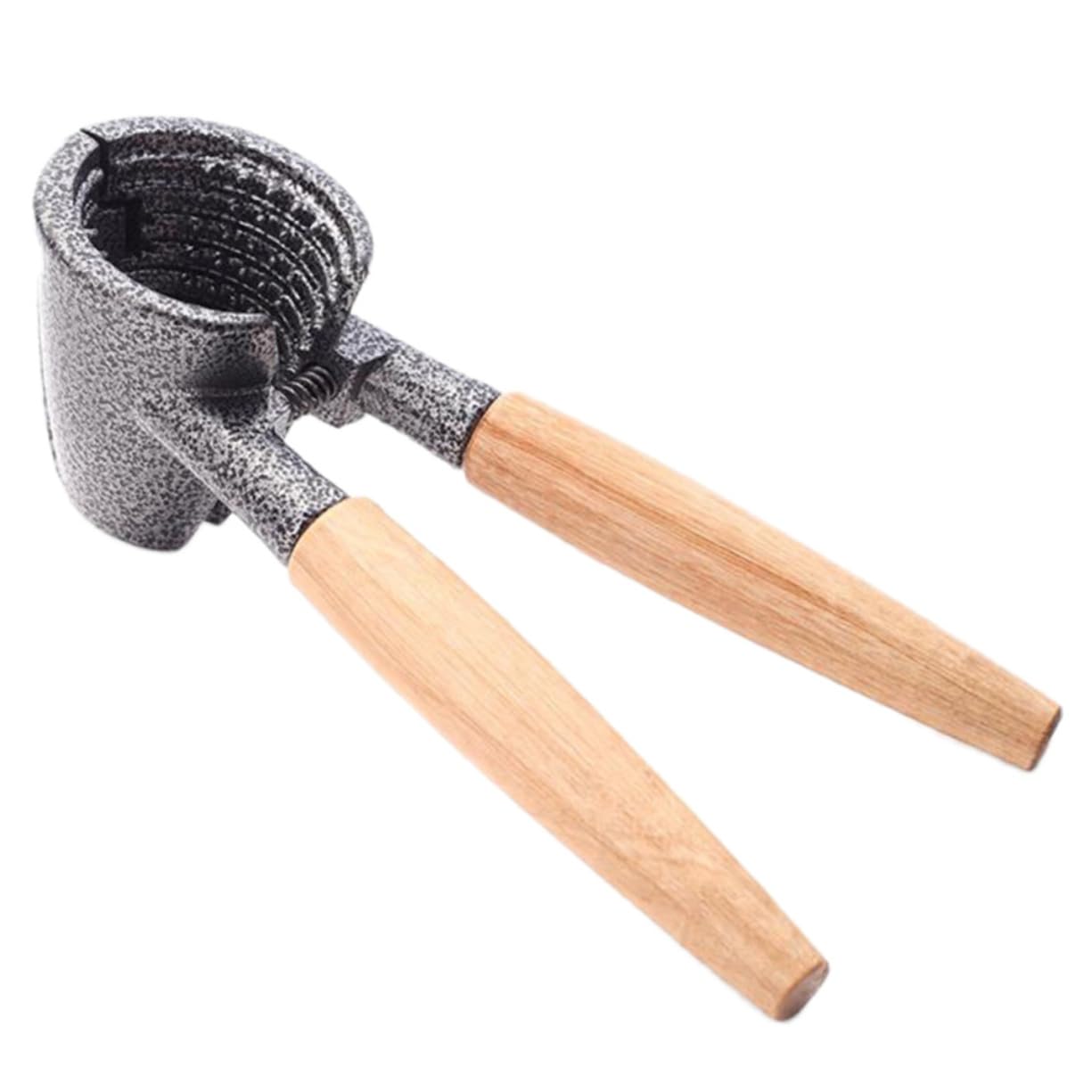 CHILDWEET 1Pc Aluminum Alloy Nut Opener with Wooden Handle for Walnuts Chestnuts and Hazelnuts and Sturdy Shell Cracking Tool for Efficient Nut Shelling Easy to Clean