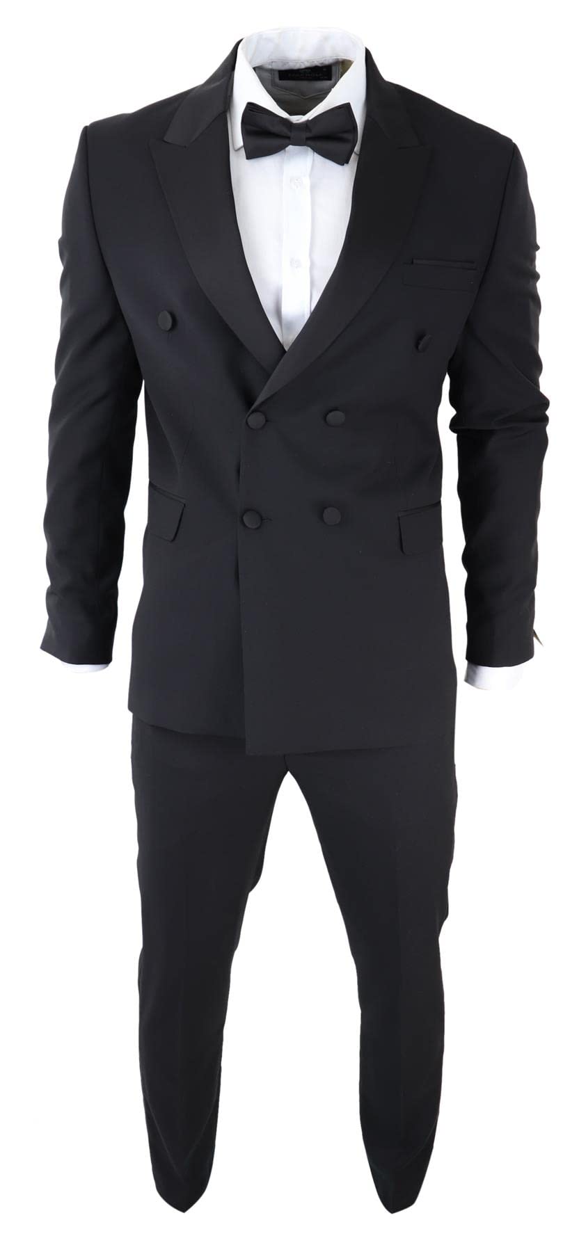 Truclothing Men's Black Ak-22 - Double Breasted Tuxedo Dinner Wedding Suit - 52" Jacket 46" Trousers