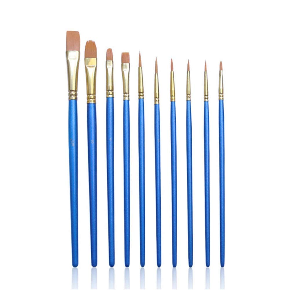 Malerpinsel, professionelles 10-teiliges Künstlerpinsel-Set, Malzubehör, geeignet für Aquarell-, Ölgemälde, Acrylmalerei für Aquarell-, Ölgemälde (blaue Größe)