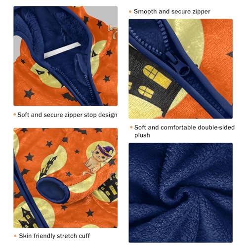 CHIFIGNO Cute Cats Halloween Toddler Winter Jacket, Toddler Boy Fleece Zip up Jacket Thick for Fall Winter Spring 3T3