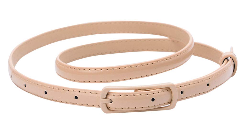 Selighting Womens Faux Leather Skinny Belt Solid Color Waist Strap Ladies Jean Dress Slim Belt Waistband with Metal Buckle
