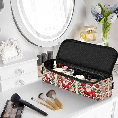 Bolsa de viaje para herramientas de cabello y tapete resistente al calor con cremallera impermeable, organizador para planchas, rizadores, secadores con diseño deportivo de Santa Claus miniatura 7