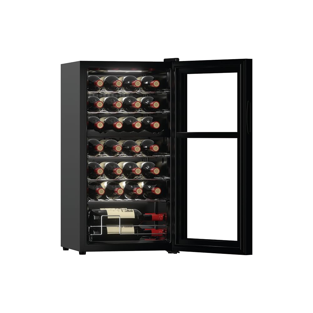 Orbegozo Vinoteca con compresor VCO 2850, volumen 74 litros capacidad para 28 botellas, refrigeracion por compresor, temperatura 5-18º, clase G, R600a