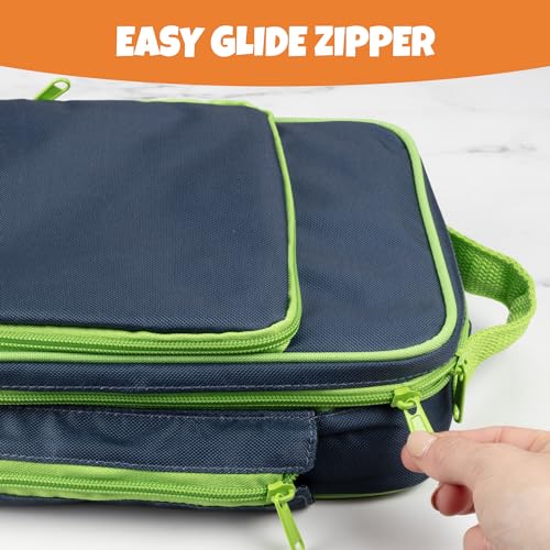 Bentology C110-NIGHT Insulated Lunch Box W Snack Pocket & Water Bottle Holder-Girls Or Kids School Lunchbox Tote Keeps Food Hotter Or Colder Longer-Reusable Bag Fits Most Bento Boxes Ice Packs Nesting Container-Blue Green thumb #4
