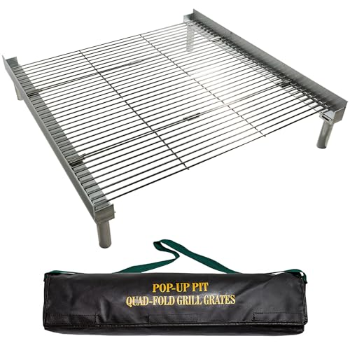 Fireside Outdoor Pop-Up Fire Pit Grill Grates - Folding Campfire Grill Grate Over Fire Pit Grate,...