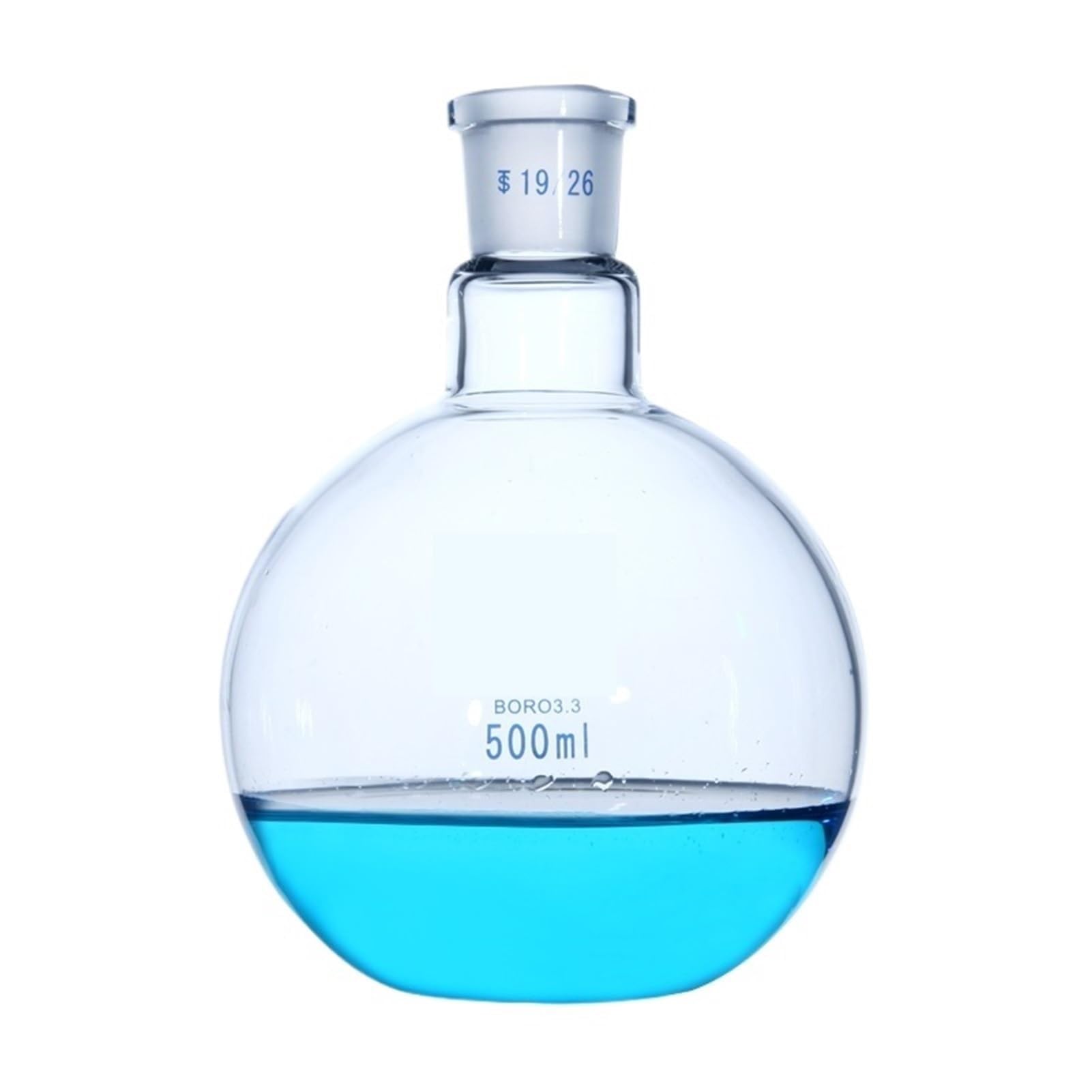 una botella hirviendo, Matraz de un solo puerto de fondo plano de vidrio de borosilicato grueso, resistencia al matraz estándar de laboratorio(250ml caliber 24mm)
