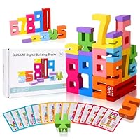 GUKAZH Wooden Number Building Blocks 20 Pcs Stacking Toys for Kids, Math Learning Tool for Students, Digital Building Blocks 1-10, Balance Competition Toy, Educational Gift Party Favors for Boys Girls