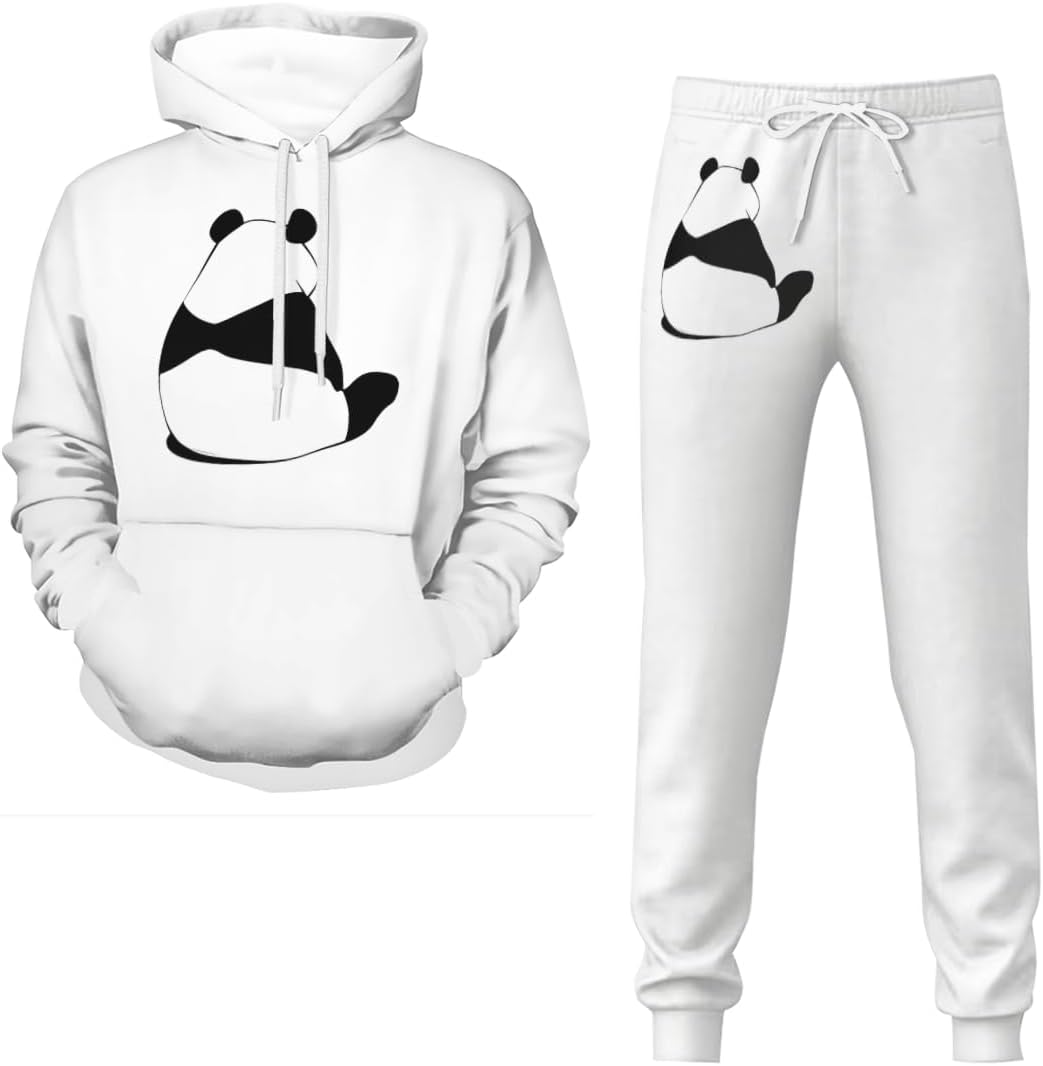 パーカー 萌え パンダ柄 動物柄 上下セット メンズ ズボン フード付き 長袖 ジャージ スウェット ウェア トレーニングウェア ス