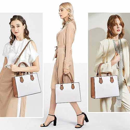 Image of CHICAROUSAL Crossbody Purses and Handbags for Women PU Leather Tote Top Handle Satchel Shoulder Bags (White -BR)