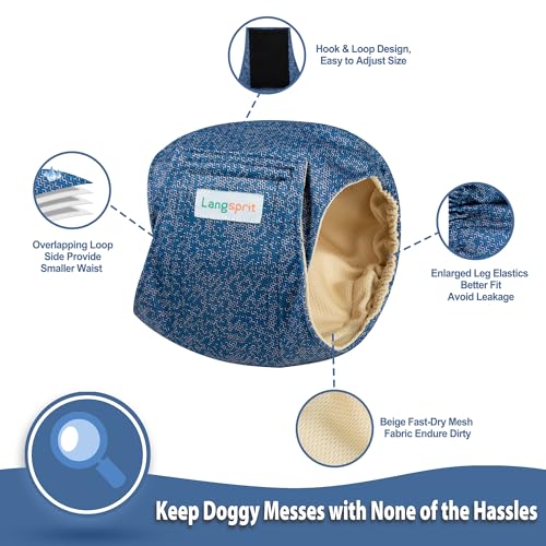 Image of Langsprit Male Belly Bands for Dogs (Pack of 3) - Dog Diapers Male - High Absorbing Dog Wraps Washable - Reusable Small Doggy Doggie Puppy Dog Diapers Jeans XXL