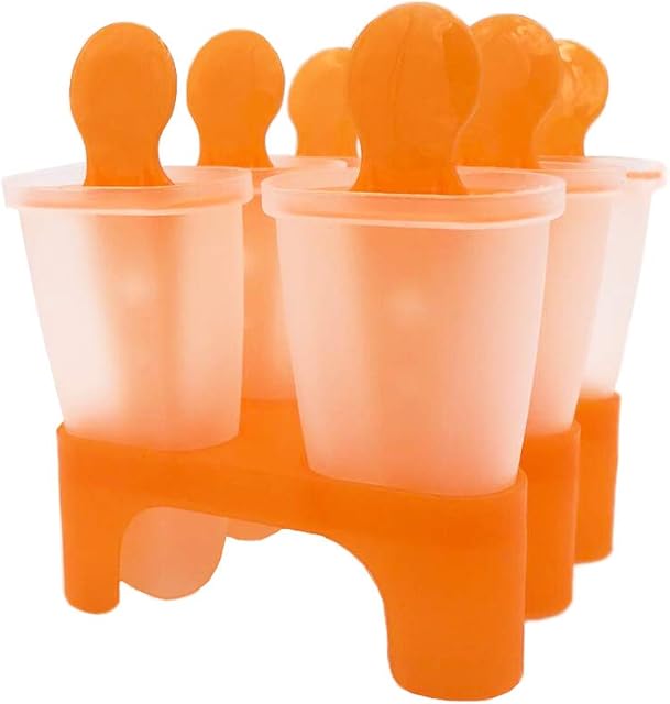 Bemomo Ice Lolly Moulds Reusable DIY Frozen Ice Cream, Children Prefer Pop Molds Ice Lolly Makers with Base | Wonderful Gift Green or Orange (Random color delivery)