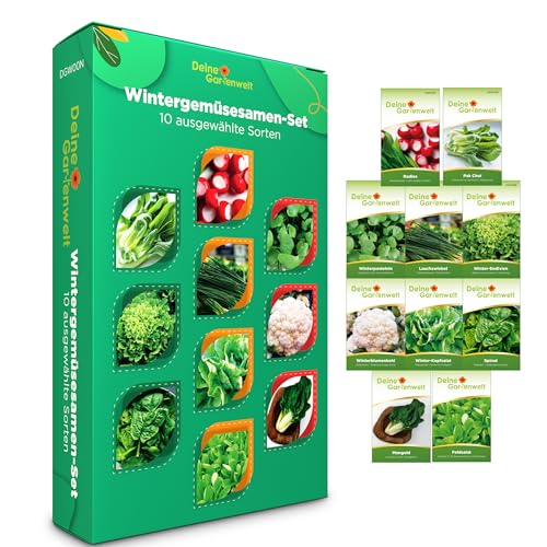 Wintergemüsesamen Set - 10 Sorten Samen - Saatgut Sortiment - Anzuchtset für Wintergemüse -...