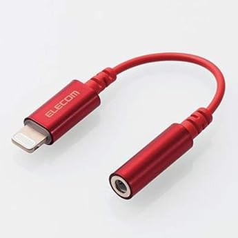 ELECOM MPA-L35DS01RD Stereo Mini Jack Conversion Cable, Lightning/ 0.1 inch 3.5 mm, Length 0.3 ft 0.1 m, Red