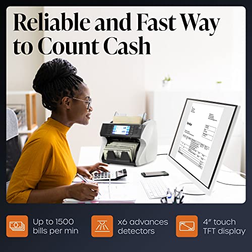 Business-Grade Bank-Quality Money Counter Machine - Cash Counting With 4" Display - Accurate Bill Counter With Serial Number, Multi-Currency, Single And Mixed Denomination Count, 2Cis/Uv/Ir/Mg/Mt Counterfeit Detection Printer Enabled Bill Value Counter For Small Business #TOP7