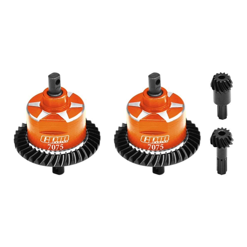 4140 Carbon Steel + 7075 Alloy Front & Rear Complete Differential for Traxxas 1:16 Mini Maxx 4WD 107154-1 / Mini XRT VXL-3S 108076-1 Monster Truck Upgrades - Orange