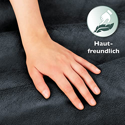 Beautissu Sherpa Decke Wohndecke Kuscheldecke 220x240cm Anthrazit – Warme & Dicke Winterdecke Fleecedecke Lammfell-Optik – Flauschige XL Kuscheldecke Sofa Überwurf Couch Decke – Alina