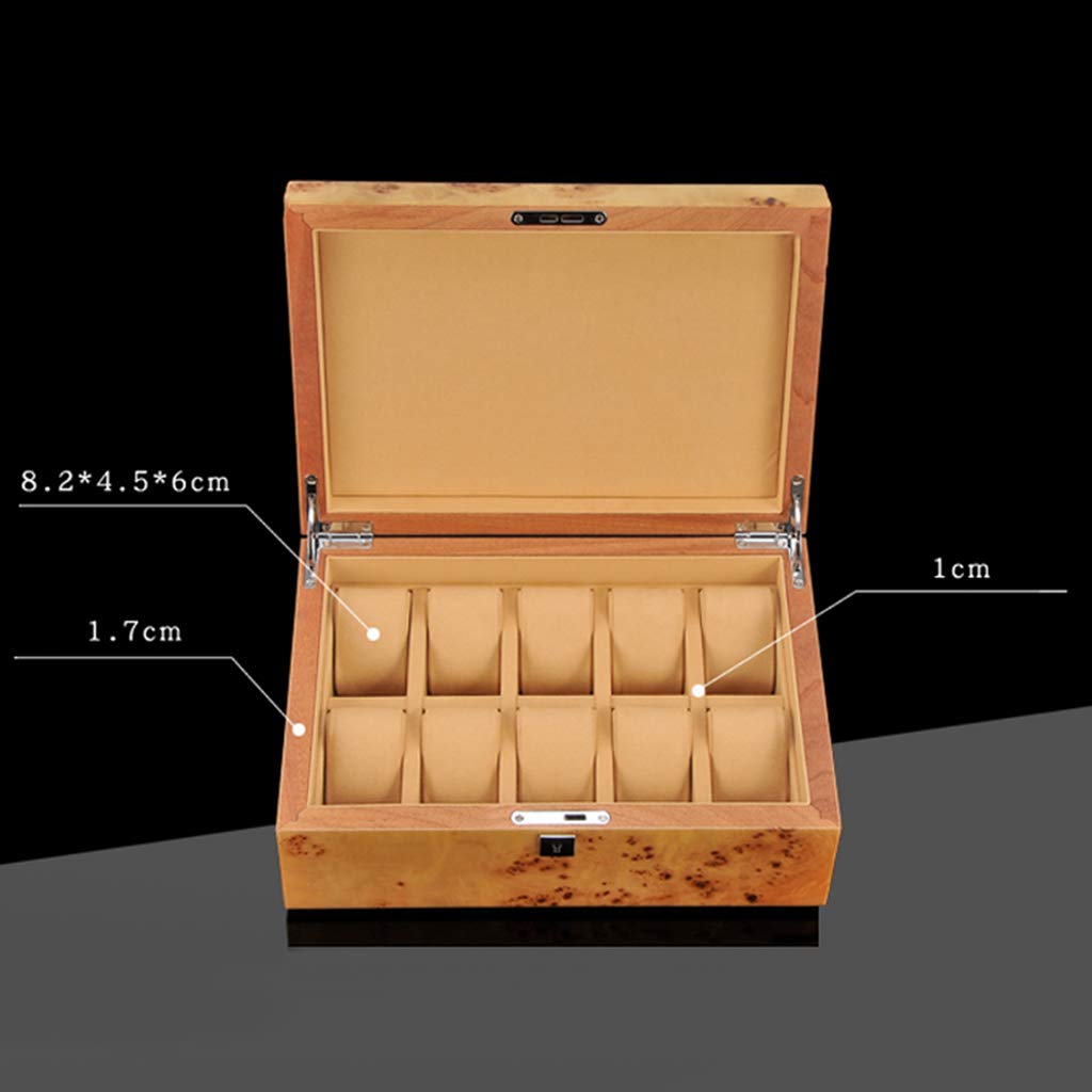 Scatola Porta Orologi per Uomo e Donna in Legno con 10 Scomparti, Custodia per Orologi, espositore per Gioielli, Organizer con 10 Cuscini