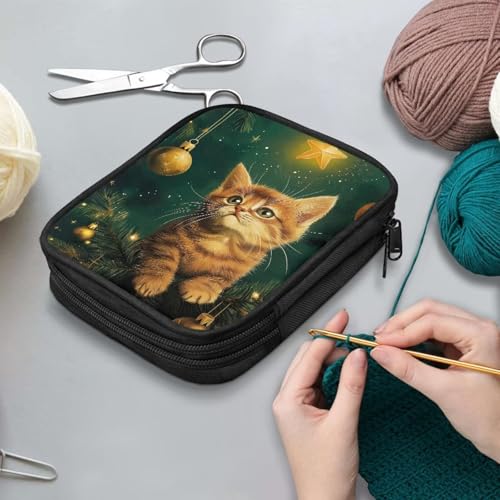Image of Cat Crochet Hook Case Portable Crochet Storage Organizer without Hooks and Accessories Organizer for Knitting Needles Washable