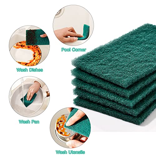 Image of Heavy Duty Scour Pads Sponge Dish Scrubber Non-Scratch Green Reusable Household Scrub Pads for Kitchen and Dish Cleaning Tool (20Pcs Sponge+3Pcs Clean Towel)