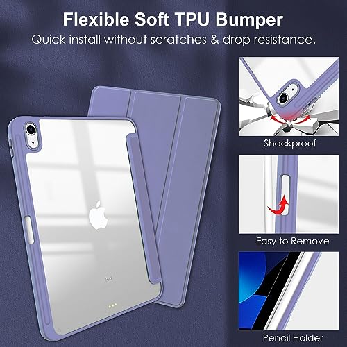 iPad mini 7 ケース iPad mini 6 ケース ペンホルダー付き iPad mini 6/7 カバー 透明バック【Trocent】iPad mini 第7/6世代 ケース (8.3インチ 2024/2021) タブレットケース スタンド機能 Apple Pencil 収納可能 軽量 おしゃれ 背面透明 三つ折 手帳型 軽量 内蔵マグネット開閉式 オートスリープ機能(ブルー)