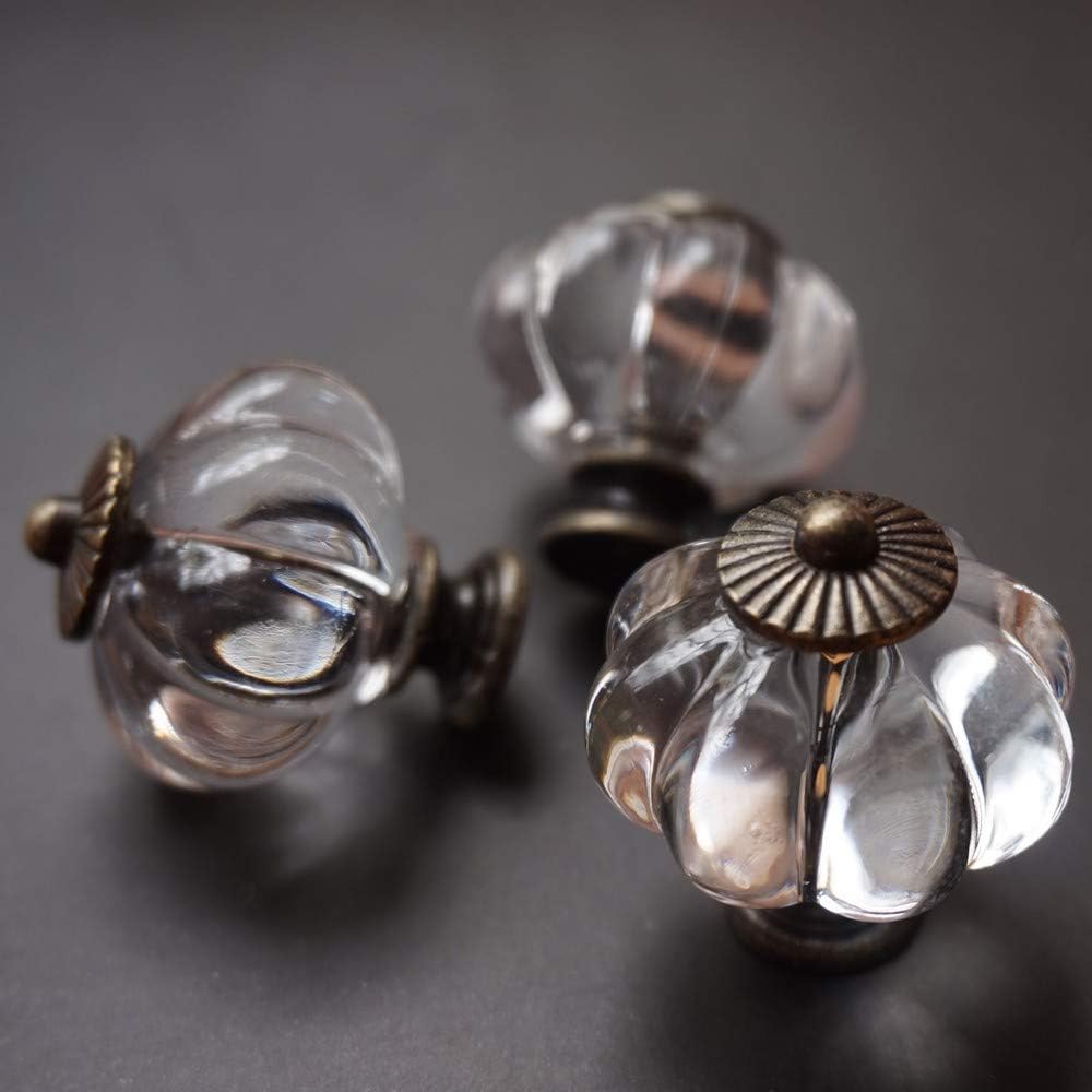 Acrylic Cabinet Knobs, 20 Pack Clear Pumpkin Antique Dresser Pulls with 3 Sized Screws for Closet, Kids Room, Drawers, Dresser, Kitchen Furniture Vintage Handles Pulls, Set of 20
