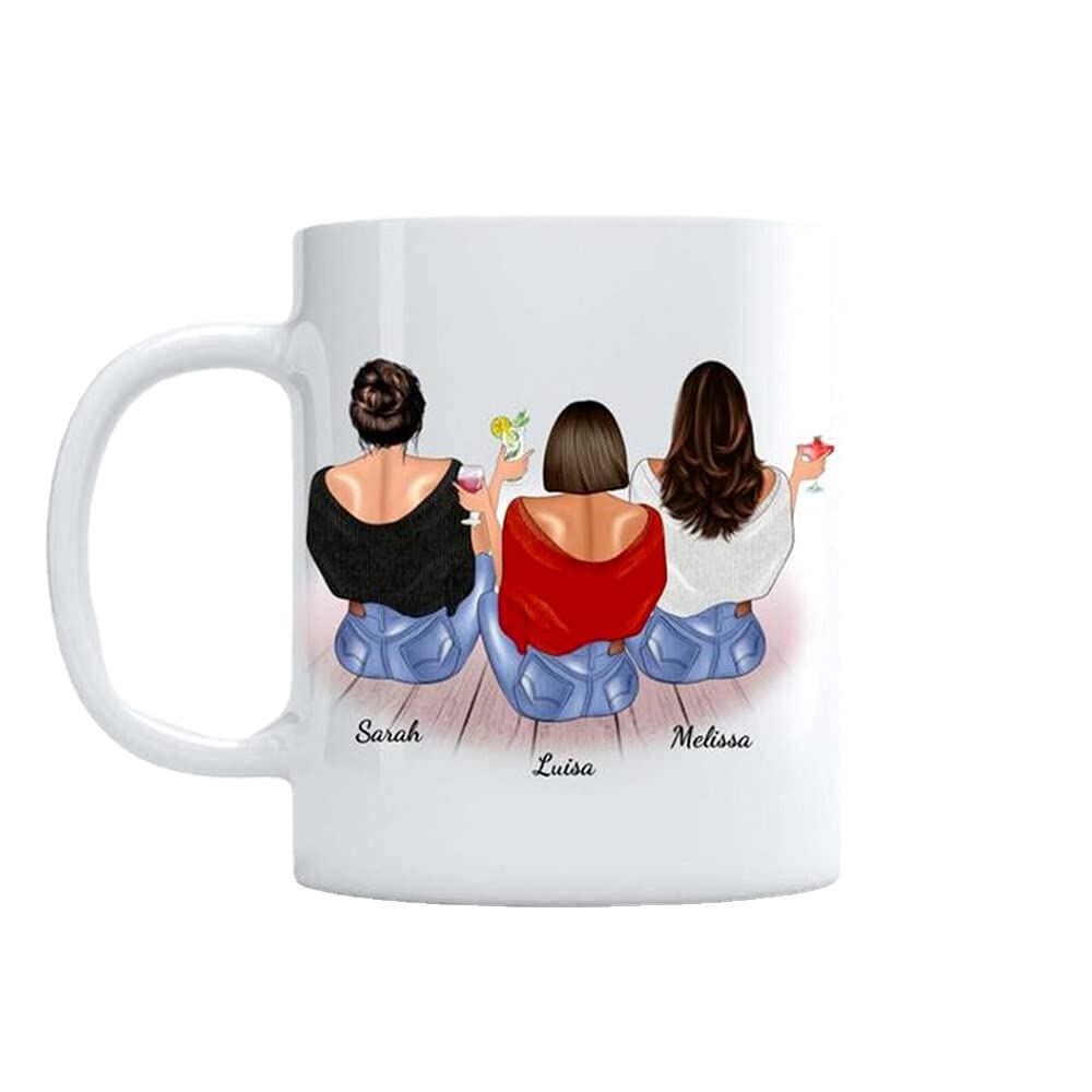 jinfu Tazas personalizadas – Tazas personalizadas con foto, imagen, logotipo, tazas personalizadas para mejores amigos 2/3 Girls Forever, taza de café de cerámica, lindas tazas de regalo para sentarse