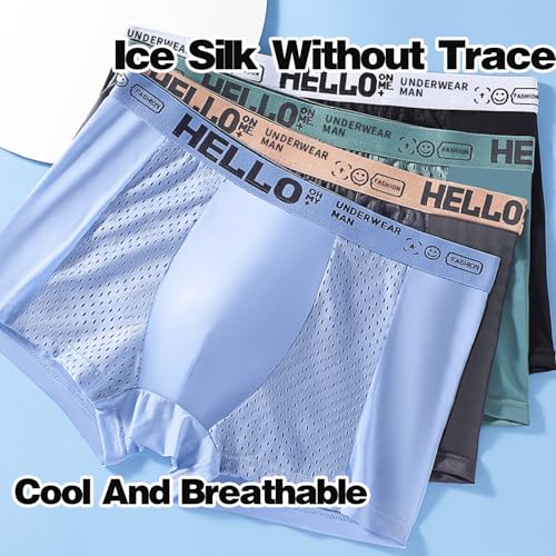 Men's Ultra Breathable Mesh Ice Silk Underwear Low Rise Boxer Briefs with Lightwight Wasitband, Multipack3