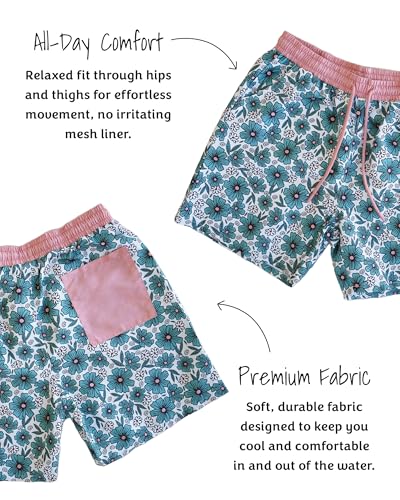 Caden Lane Men’s Swim Trunks, Quick-Dry Comfortable Swim Shorts with Relaxed Fit, Deep Pockets, Lightweight & Durable Mens Bathing Suit, Ideal Summer Beachwear for Men, Beachy Blooms, Large3