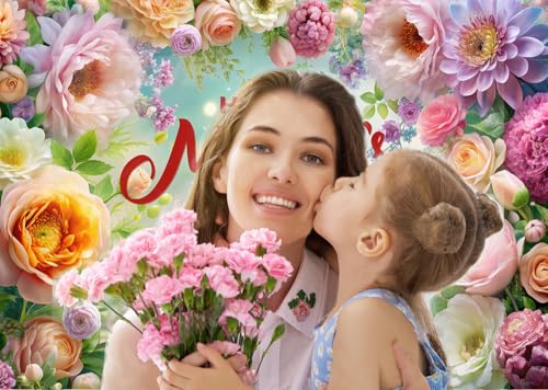 Fondo fotográfico Día de la Madre 7x5ft con flores miniatura 3