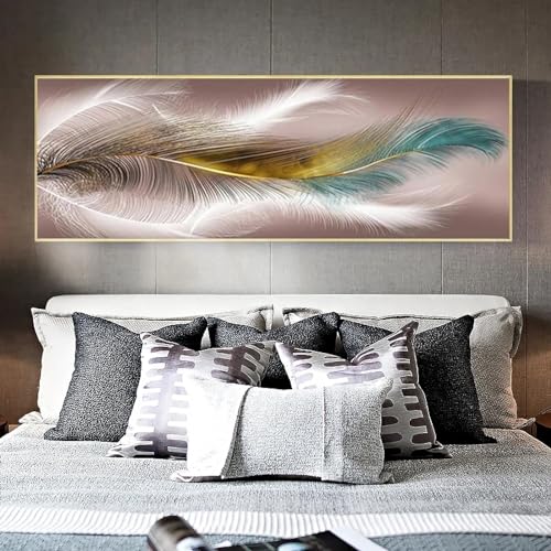 Peinture abstraite de plumes flottantes sur toile 20x60 cm sans cadre pour salon