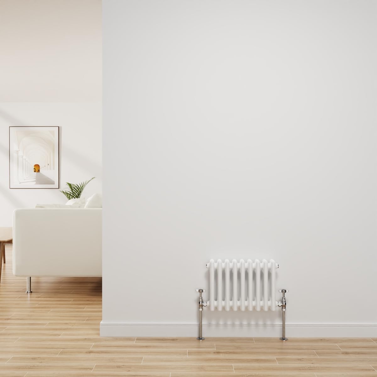 NRG Traditional Radiator Gloss White Cast Iron 3 Column Horizontal Central Heating Bathroom Radiators 300x427mm โ image 1