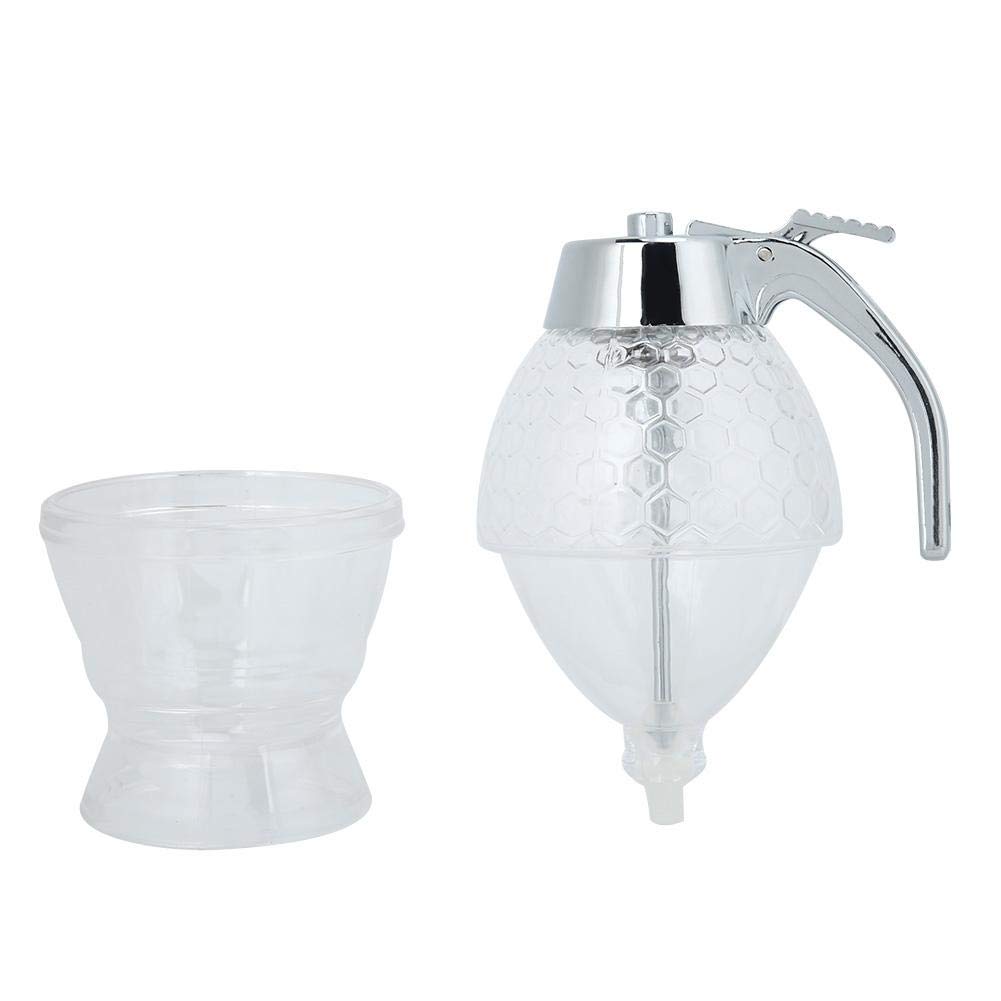 Honey Dispenser, Honeycomb Shaped Syrup Dispenser Non-Glass Honey Jar with Stand Kitchen Honey Container Honey Distribution Tank