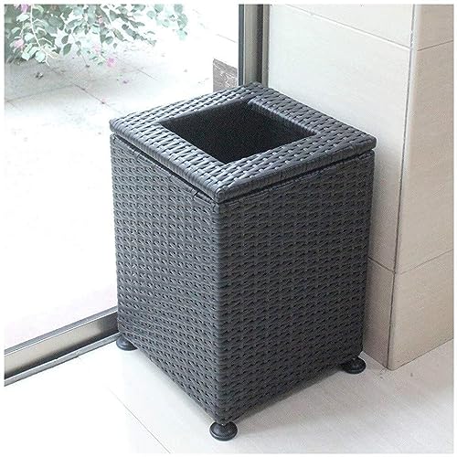 Cubo de basura para exteriores de ratán plástico y 30L 7