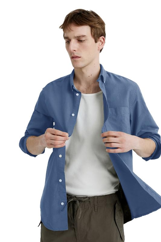 Image of BE ACTIVE Men's Oxford Cotton Lycra Casual Shirt || Men Stylish Shirt || Full Sleeves || Simple Shirt for Men || Timeless Style & Comfort