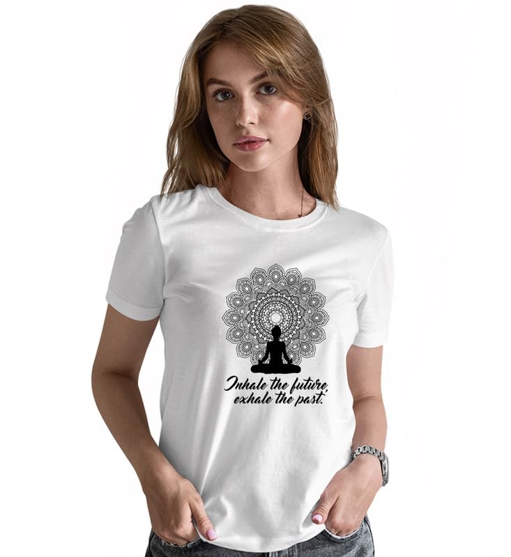 Image of INDISSH Women's Regular Fit Half-Sleeves YOGA1 Themed Garphic Printed Tshirt|Regular Wear T-Shirt for Women's| Pack of 1 T-Shirt|