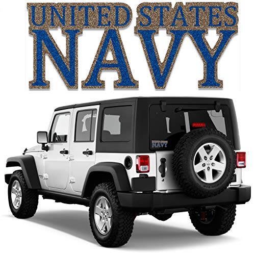 BriCals Vinyl Decals US Navy Military Car & Truck Window Decal Sticker Blue and Gold Metallic Glitter Vinyl 5