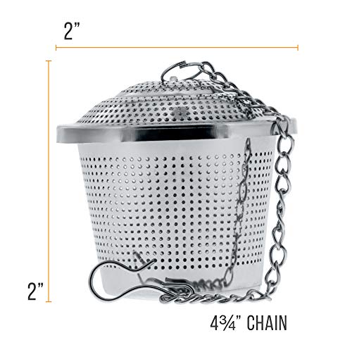 U.S. Kitchen Supply - 2 Premium Stainless Steel Tea Ball Strainer Infusers - 2" Size with Micro Perforated Mesh - Steep Loose Leaf Tea, Herbal, Spices & Seasonings - Teapot, Tea & Coffee Cup Mug