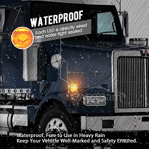 Partsam Led Pedestal Lights Amber/Amber Double Face 39 Led Turn Signal Lights Stud Mount Fender Lights Side Marker Lights For Heavy Truck Trailer Freightliner Peterbilt Kenworth Mack Western Star #TOP6