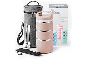 Lille Home Stackable Stainless Steel Thermal Insulated Cylinder Lunch Box
