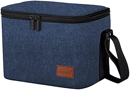 Aosbos Lunch Bag Insulated Cooler Tote Bag with Shoulder Strap Cooler Bag for Men Work Cool Bag Outdoor Picnic Water-Resistant Thermal Leak Proof 7.5L Black
