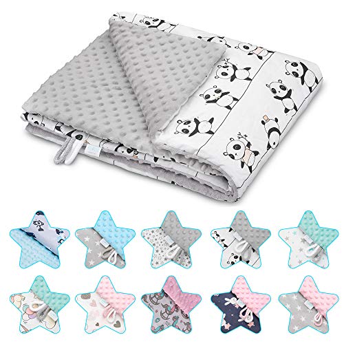 EliMeli Couverture Minky pour bébé, de qualité supérieure, super douce, en polaire et coton, à pois, avec rembourrage, 75 x 100 cm Cover