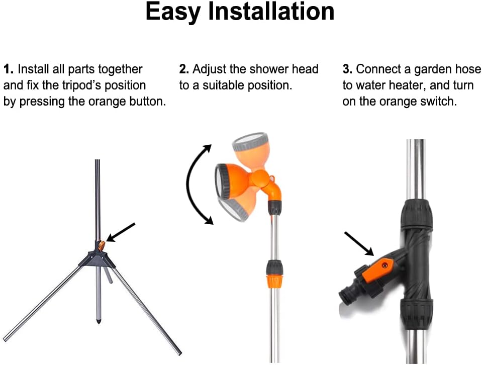 CAMPLUX Portable Poolside Outdoor Shower with on/off Valve and Tripod Stand